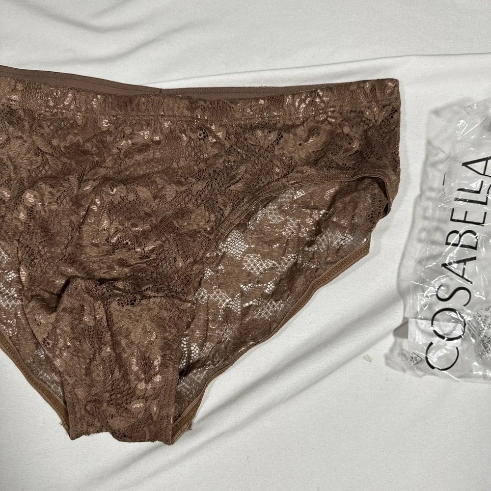 NWT Cosabella [ MEN Large ] Never Say Never Comfort Micro Brief Lace Brown U1940